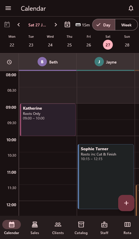 SalonChimp — Calendar mobile