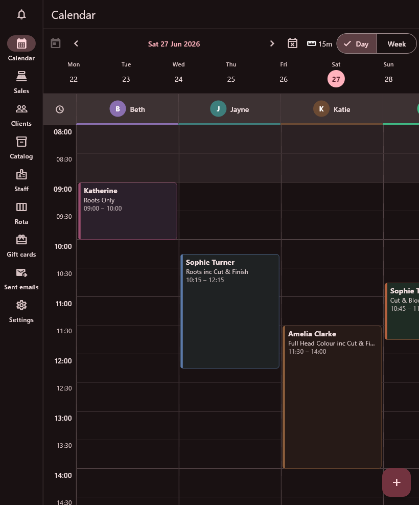 SalonChimp — Calendar tablet